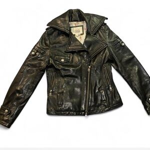 Miss Top Gun Moto Leather Jacket with Zipper Details